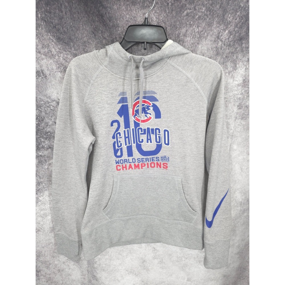 Chicago Cubs World Series 2016 Nike Hoodie Mens Medium Gray Therma Fit Baseball